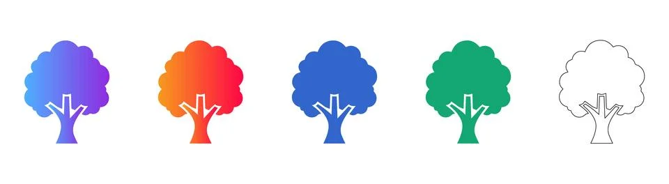 Vibrant Tree Icon Set: Nature &amp; Growth Illustrations for Digital Media 库存插图