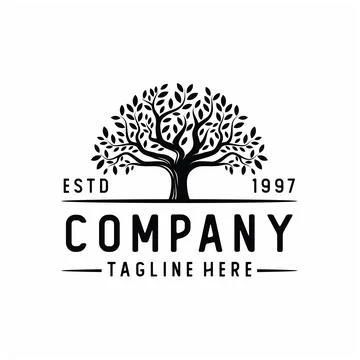 Vibrant tree logo design, tree and root vector. Tree of life logo design insp Stock Illustration