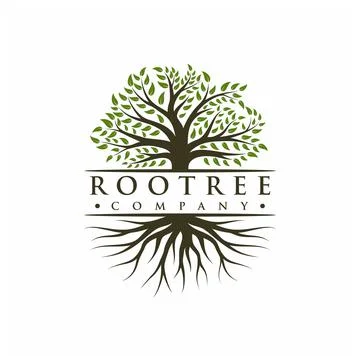 Vibrant tree logo design, tree and root vector. Tree of life logo design insp Stock Illustration