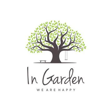 Vibrant tree logo design, tree and root vector. Tree of life logo design insp Stock Illustration