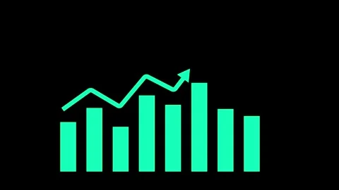 Vibrant trend line chart tracks upward business revenue metrics. Commercial.. Stock Footage 337370598
