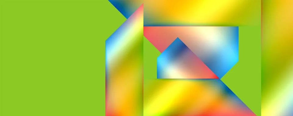 Vibrant triangle pattern in a rainbow of colors on electric blue background Stock Illustration