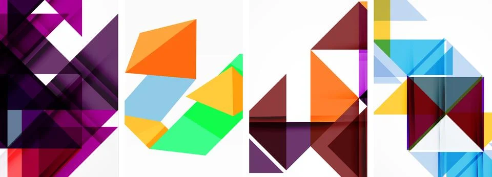 Vibrant triangles create an artistic pattern on a white canvas Stock Illustration