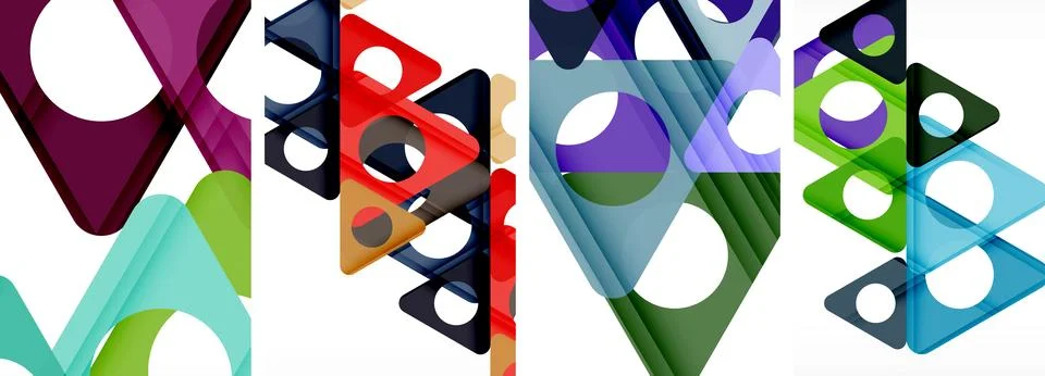 Vibrant triangles create a dynamic pattern on a white canvas Stock Illustration