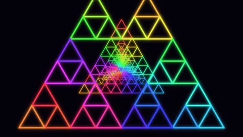Vibrant triangles dance on a dark background Stock Footage 337232293