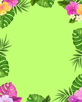 Vibrant tropical border Stock Illustration
