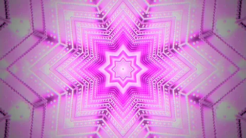 Vibrant tunnel loop with star pattern in pink and green colors fo Stock Footage 316315902