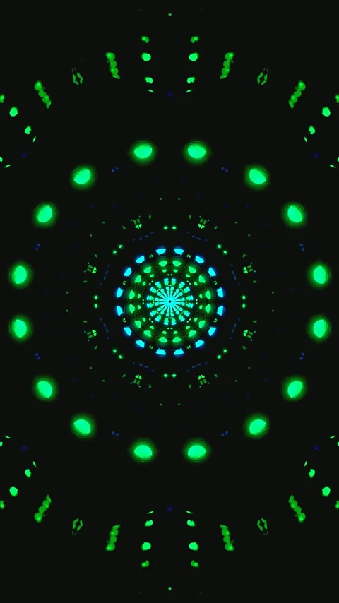 Vibrant tunnel video loop creates an immersive display of glowing green and.. Stock Footage 321571080