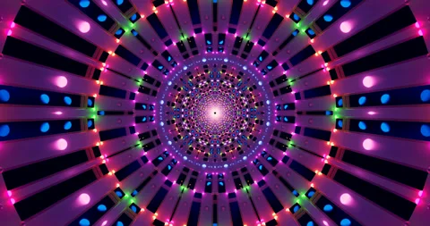 Vibrant tunnel video loop displaying colorful lights and patterns Stock Footage 318173475