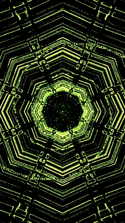 Vibrant tunnel video loop featuring seamless motion and dynamic green patte.. Stock Footage 321265436