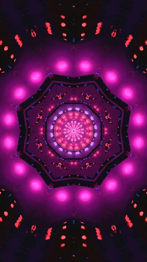 Vibrant tunnel video loop featuring pulsating lights and patterns in seamle.. Stock Footage 321569882