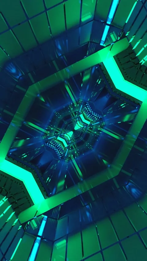 Vibrant tunnel video loop showcases endless motion in a digital space with .. Video stock 320358518