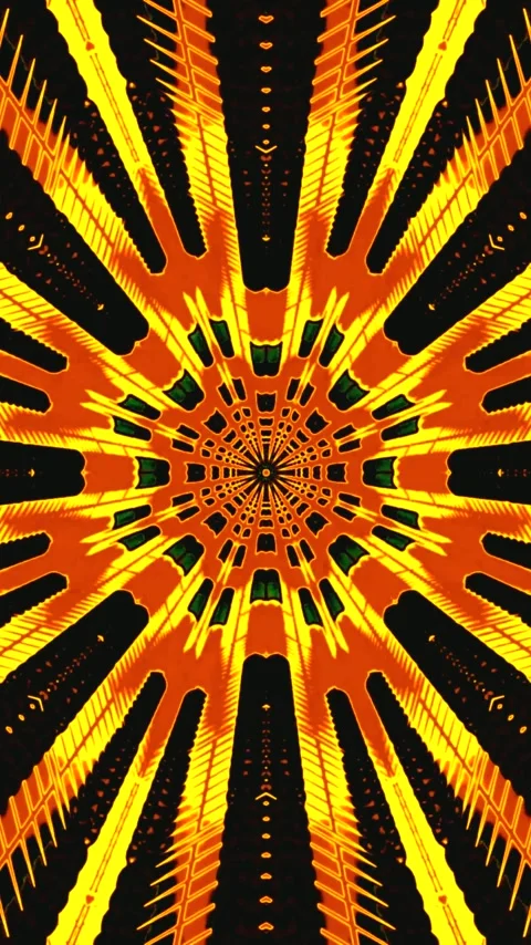 Vibrant tunnel video loop showing abstract patterns in orange and black color Stock Footage 321573695
