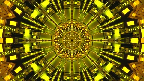 Vibrant tunnel visual loop with yellow patterns creating an immersive exper.. Stock Footage 319069197