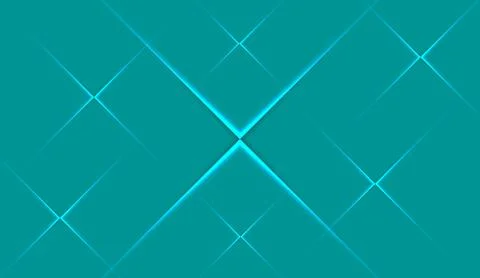Vibrant turquoise blue background with glowing light star crosses and diagonal Stock Illustration