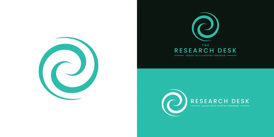 A vibrant turquoise logo featuring two intertwining, sweeping spiral arms Stock Illustration