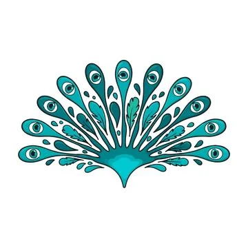 Vibrant Turquoise Peacock Feather Pattern Digital Wallpaper Seamless Texture Illustrazione stock