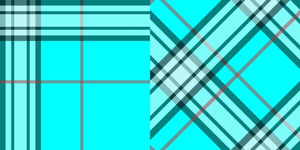 Vibrant turquoise plaid patterns, textile backgrounds Stock Illustration