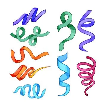Vibrant twisted ribbons creating abstract decorative elements イラスト素材