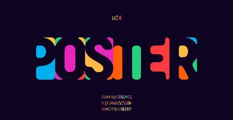 Vibrant typography negative space cutout, modern decorative typeface, abstract Stock Illustration