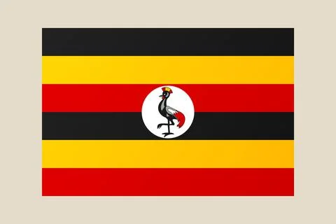 Vibrant Uganda National Flag Vector Illustration with Grey Crowned Crane Em.. Stock Illustration