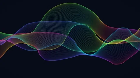 Vibrant, undulating rainbow waves, mesmerizing, loopable animation, dynamic Stock Footage 345376057