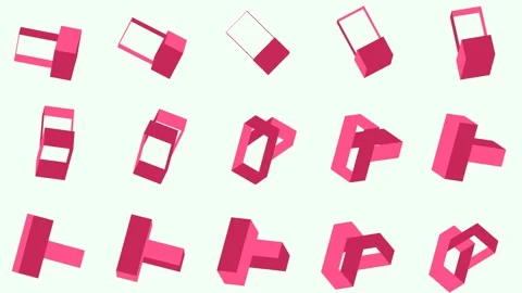 Vibrant unique 4K loop pink geometric objects motion video background. Stockbeeldmateriaal 342239170
