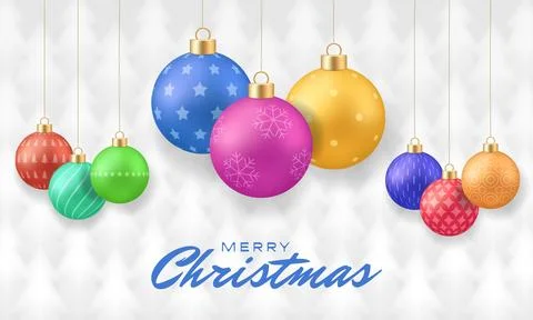 Vibrant vector Christmas baubles hanging gracefully, creating a festive hol.. Stock Illustration