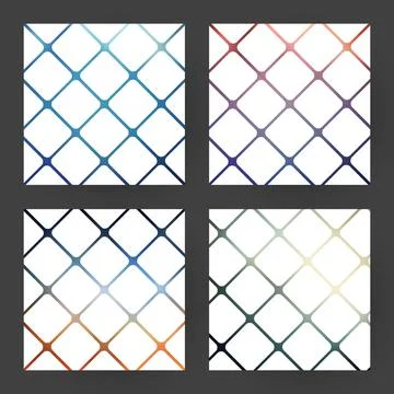 A vibrant vector graphic design featuring multiple abstract patterns with g.. Stock Illustration