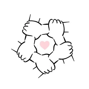 This vibrant vector illustration features hands interlinked to create a cir.. Stock Illustration
