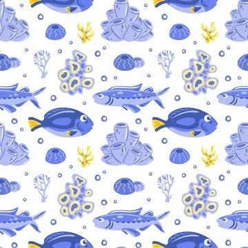 This vibrant vector illustration features a playful underwater scene, showcasing Stock Illustration