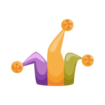 A vibrant vector illustration of a jesters cap adorned with colorful bells, e Stock Illustration