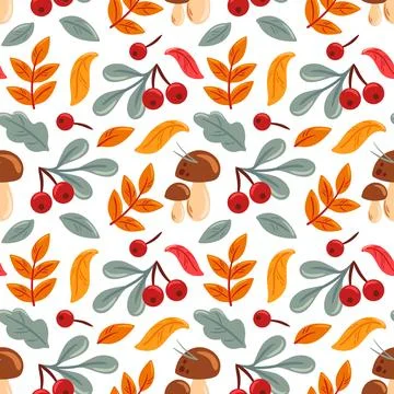 This vibrant vector illustration showcases a seamless pattern of autumn leaves Illustrazione stock