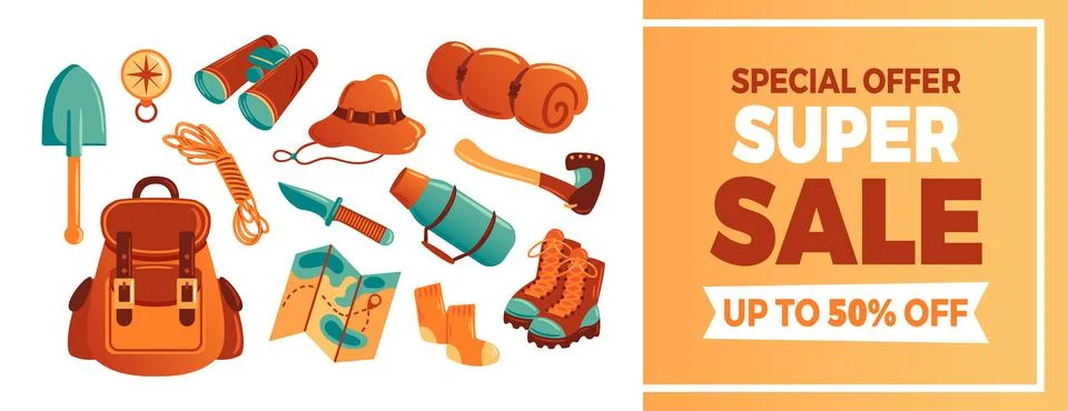 Vibrant vector illustration showcasing a horizontal banner for a super sale.. Stock Illustration