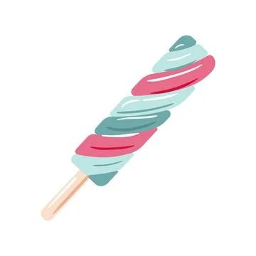 A vibrant vector illustration of a swirled ice cream bar on a stick, bursting Illustrazione stock
