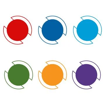 A vibrant vector set features colorful round speech bubble stickers and icons Stock Illustration