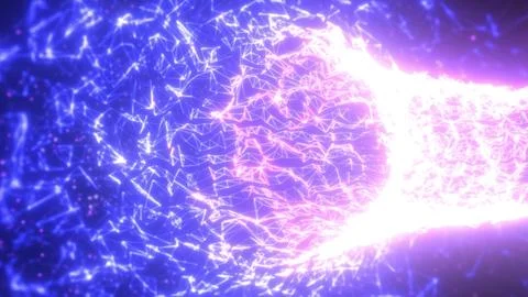 Vibrant violet and blue light grid forming an abstract digital network of glo Ilustração Stock