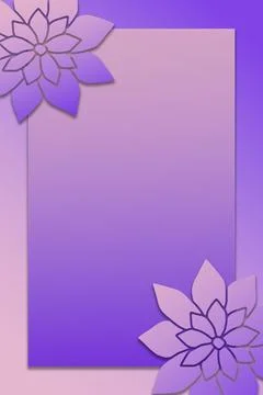 Vibrant Violet and Purple Gradient Card Template with Flower Borders Stockillustratie