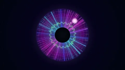 Vibrant visual of an abstract eye with colorful lines and shapes Stock Footage 337232372
