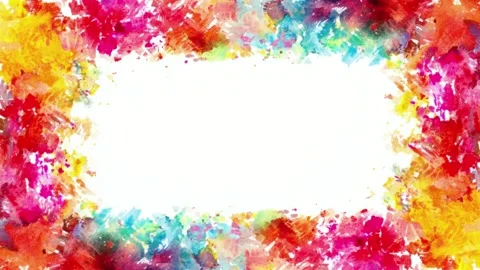 Vibrant watercolor paint splatter frame with large center copy space, hand .. 스톡 동영상 342043624
