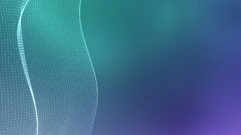 Vibrant wave animation with fluid dynamic particles in shades of blue, purple Stock Footage 301740529