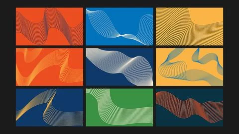 Vibrant Wave Lines on Multicolor Backgrounds Set Stock Illustration