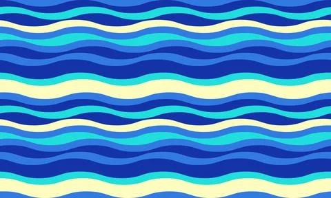 Vibrant wave pattern in calming blues and yellows.  Perfect for textile desig Stock Illustration