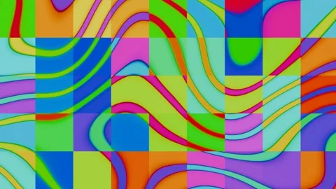 Vibrant waves of color dancing through a dynamic geometric landscape Stock Footage 292094983