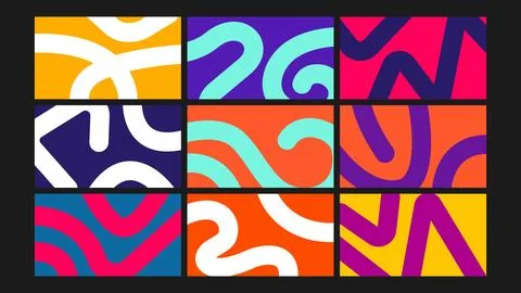 Vibrant Wavy Abstract Background Set Stock Illustration