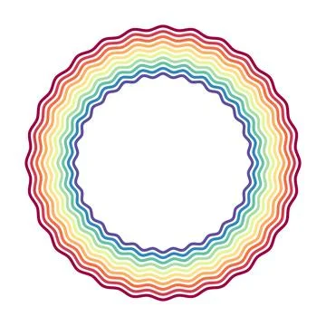 Vibrant wavy lines circle frame vector illustration イラスト素材