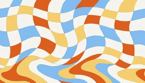 Vibrant wavy pattern with red, yellow, blue, and white colors Stock Illustration