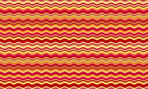 Vibrant wavy stripes in warm, sunset hues create an energetic, optimistic pat Stock Illustration