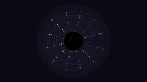 Vibrant web design with nodes and lines on dark backdrop Vídeos de archivo 337232303