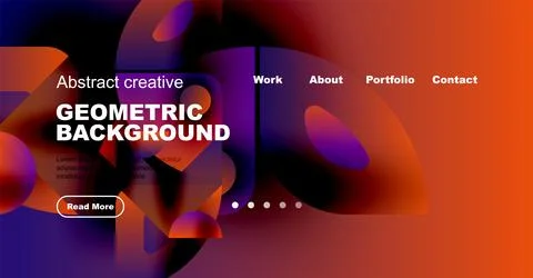 Vibrant website header design. Fluid shapes, bold typography, dark background 스톡 일러스트